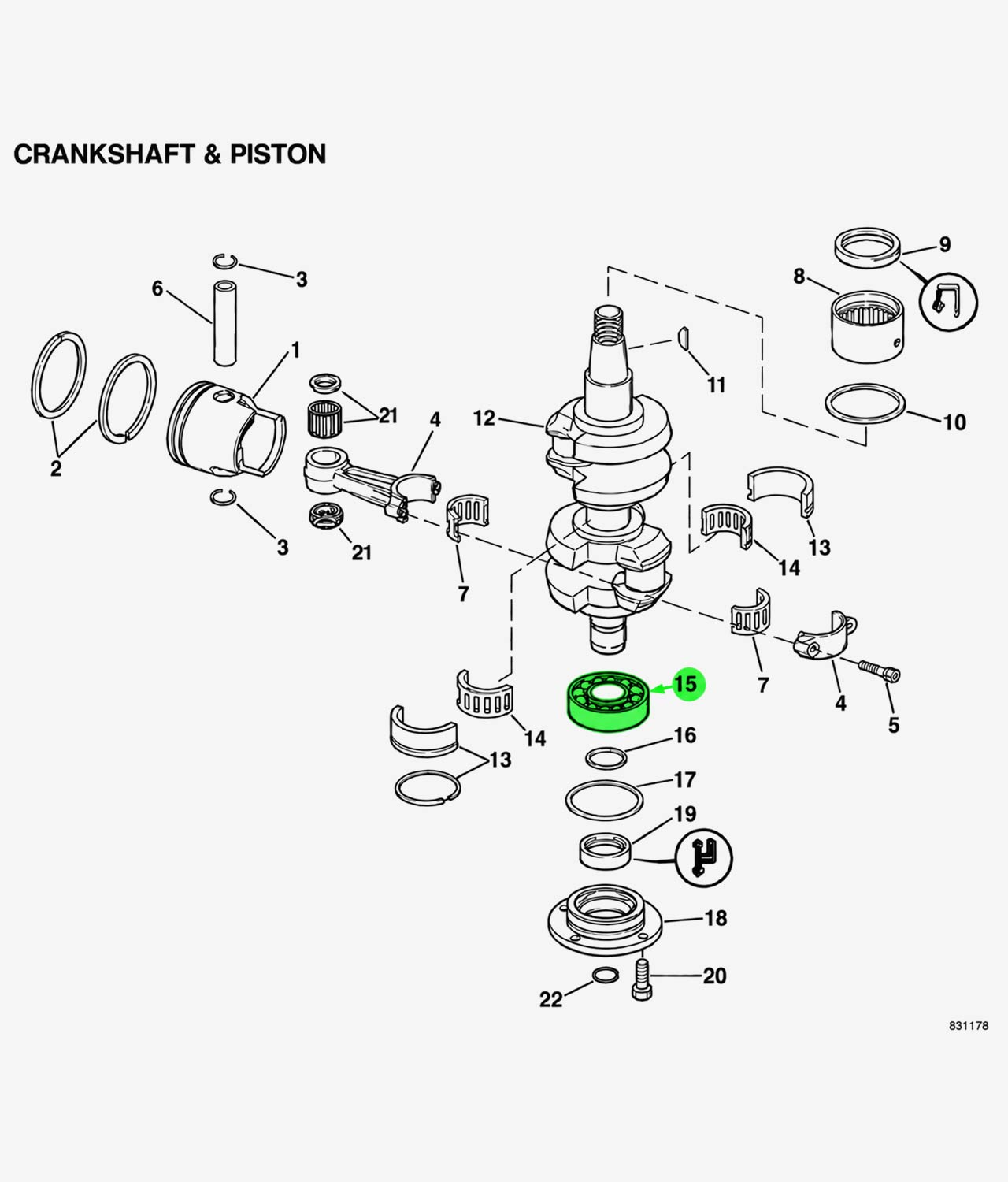 Crank Shaft Bearing Lower 377139 - Image 2